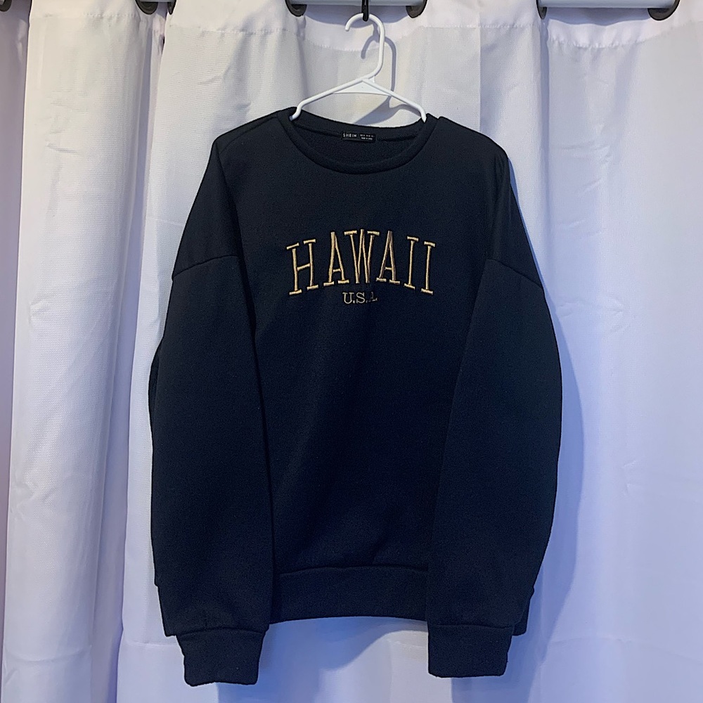 SHEIN Letter Embroidery Drop Shoulder Thermal Sweatshirt
